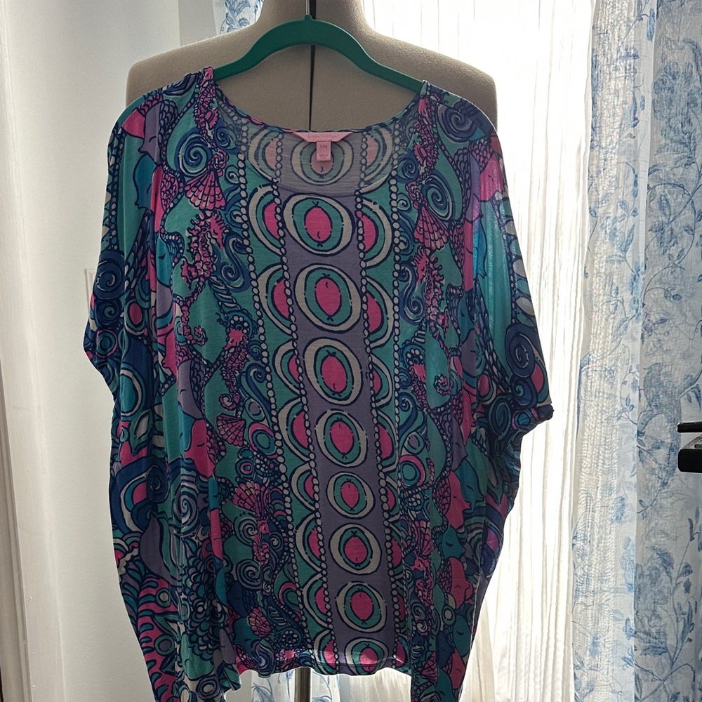Lilly Pulitzer Blue and Pink Patterned Blouse
